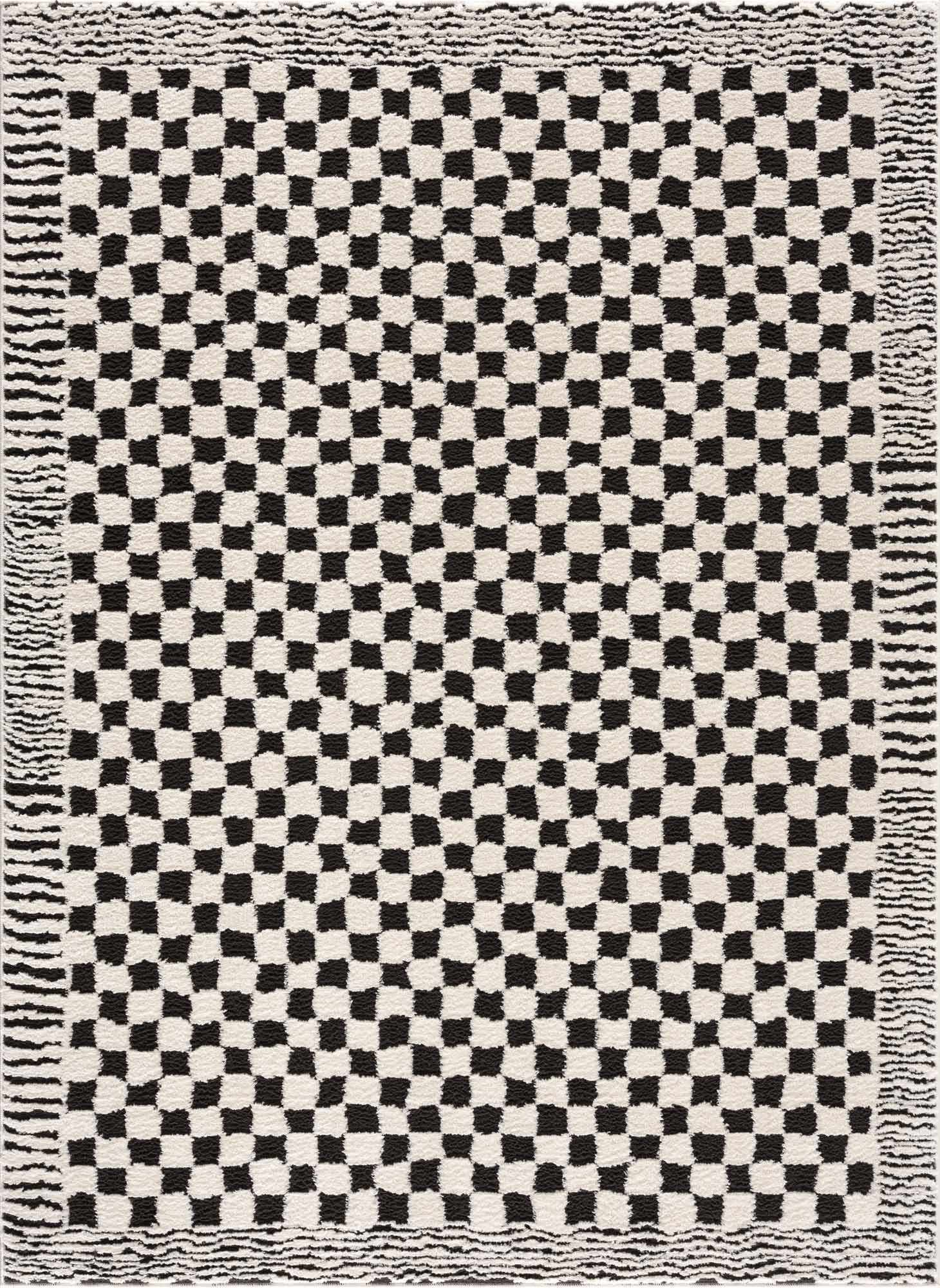 Leryn Black & White Checkered Area Rug