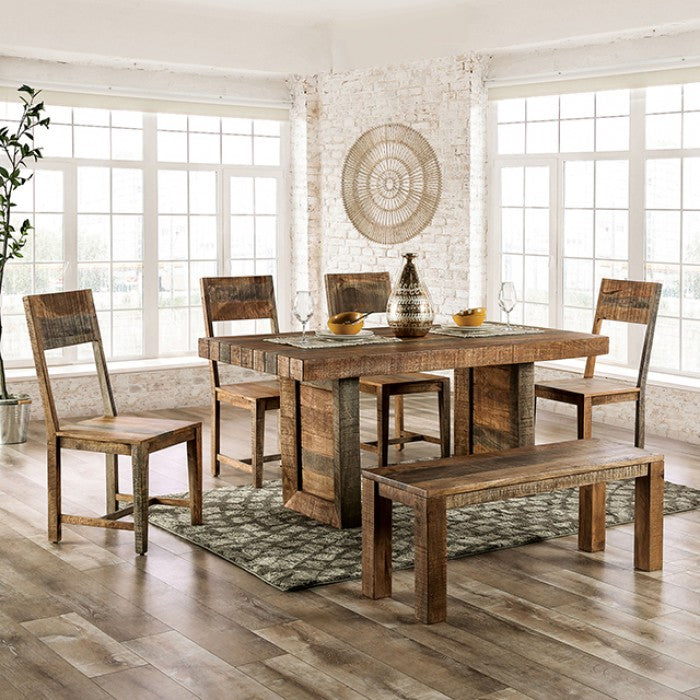 FOA Galanthus Rustic Style Solid Mango Hardwood Side Dining Chair