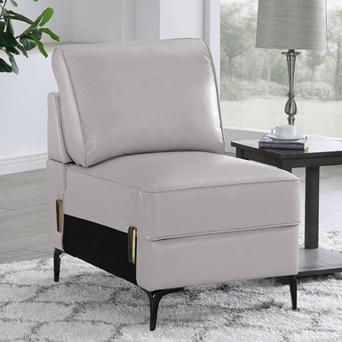 FOA Vestland Contemporary Faux Leather Accent Chair - Beige