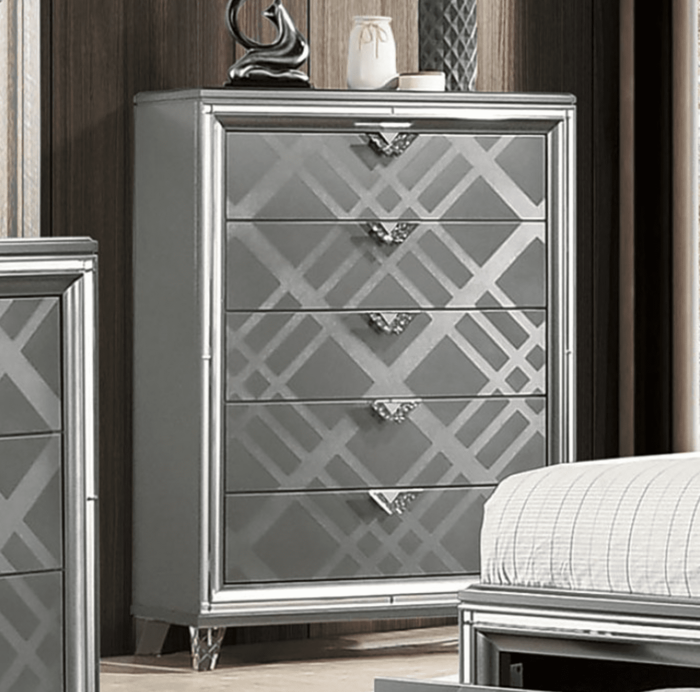 Emmeline Art Deco Style Queen Storage Bedroom Set