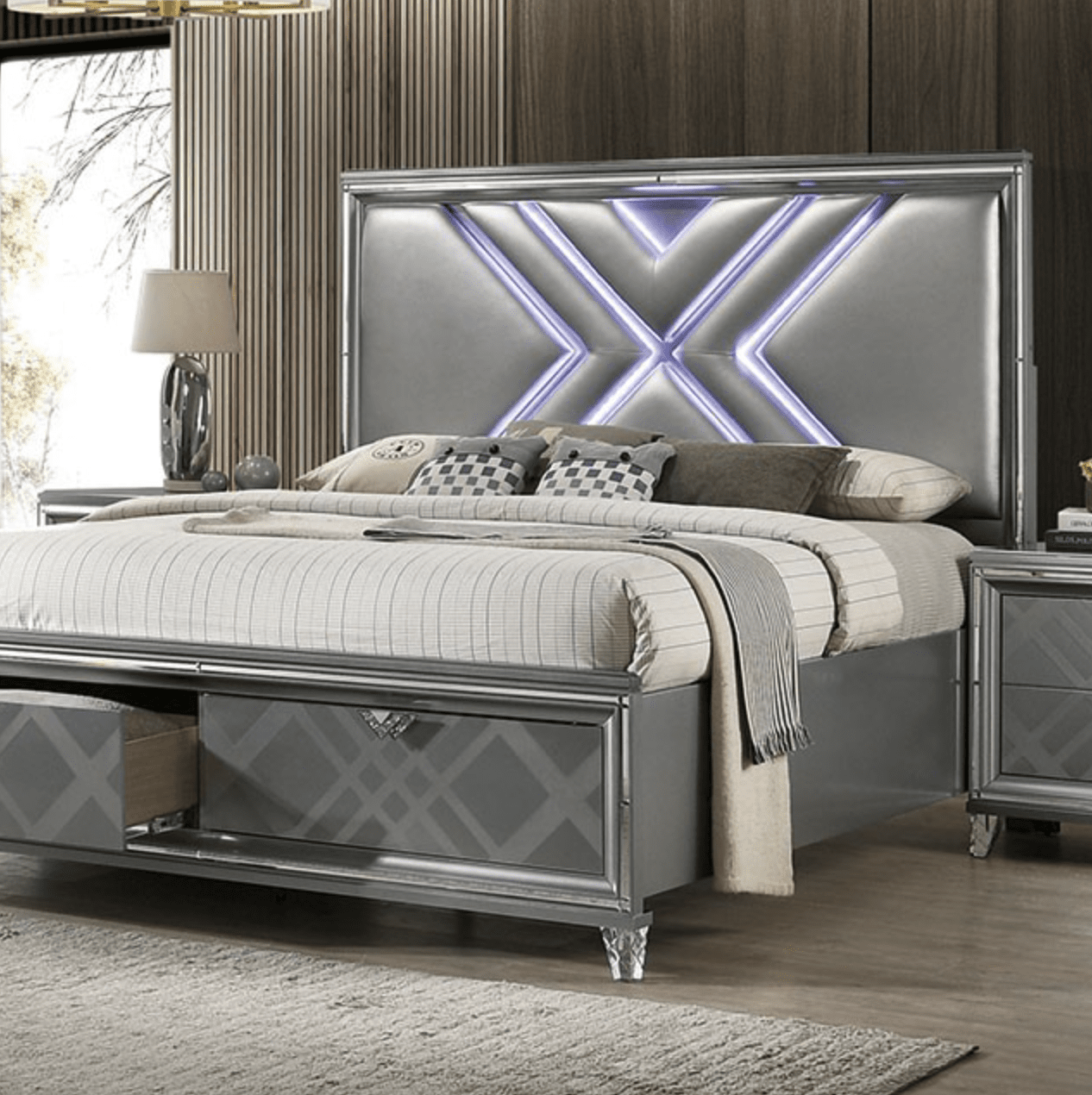 Emmeline Art Deco Style Queen Storage Bedroom Set