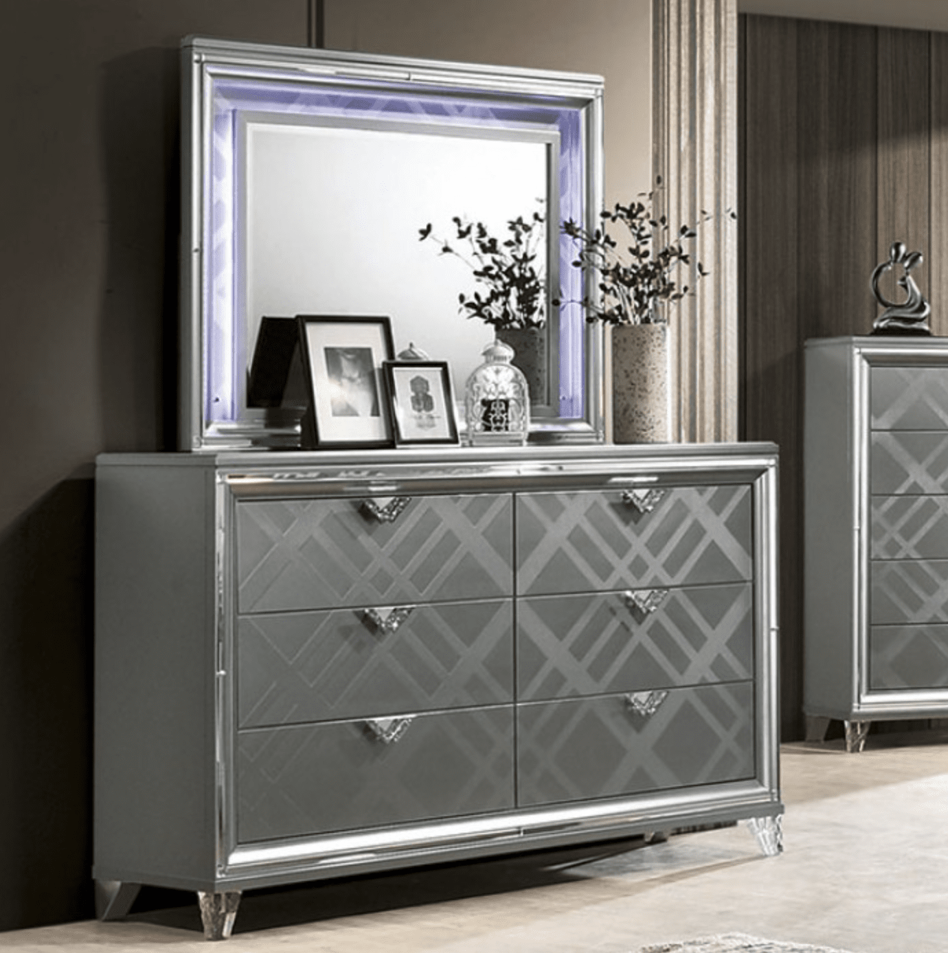 Emmeline Art Deco Style Queen Storage Bedroom Set