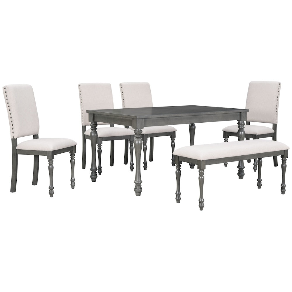 Maxim 6-Piece Farmhouse Dining Set - Gray