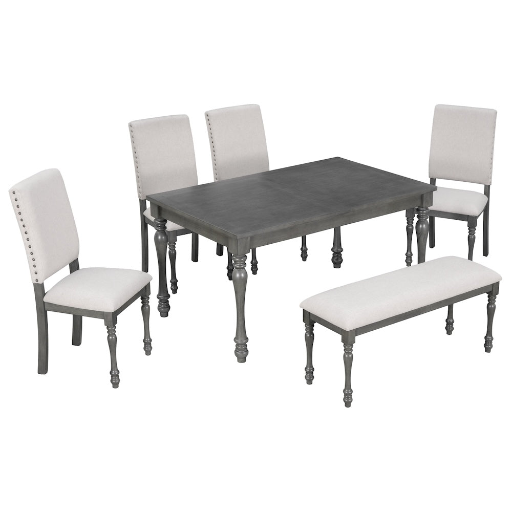 Maxim 6-Piece Farmhouse Dining Set - Gray