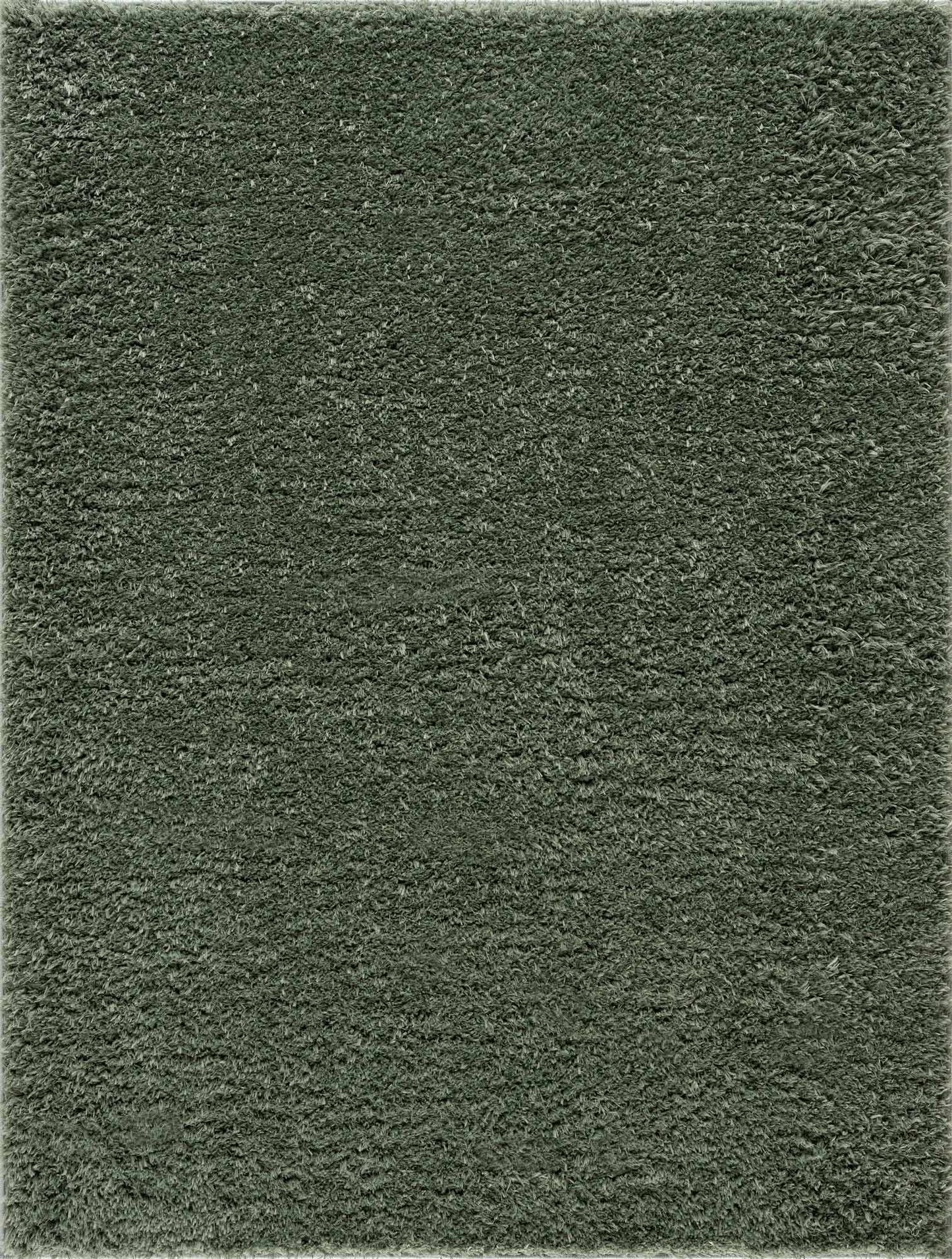 Faina Solid Green Shag Rug Washable