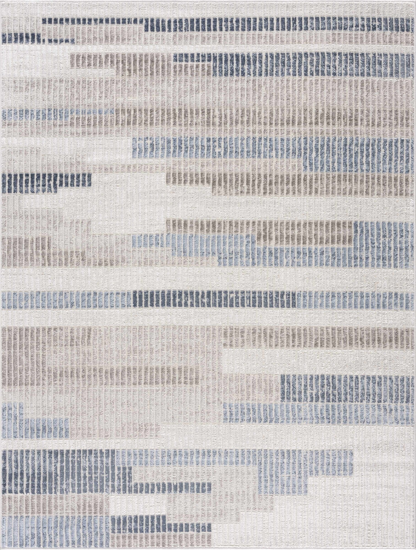 Brisa Patch Blue Striped Modern Rug - Limited Edition