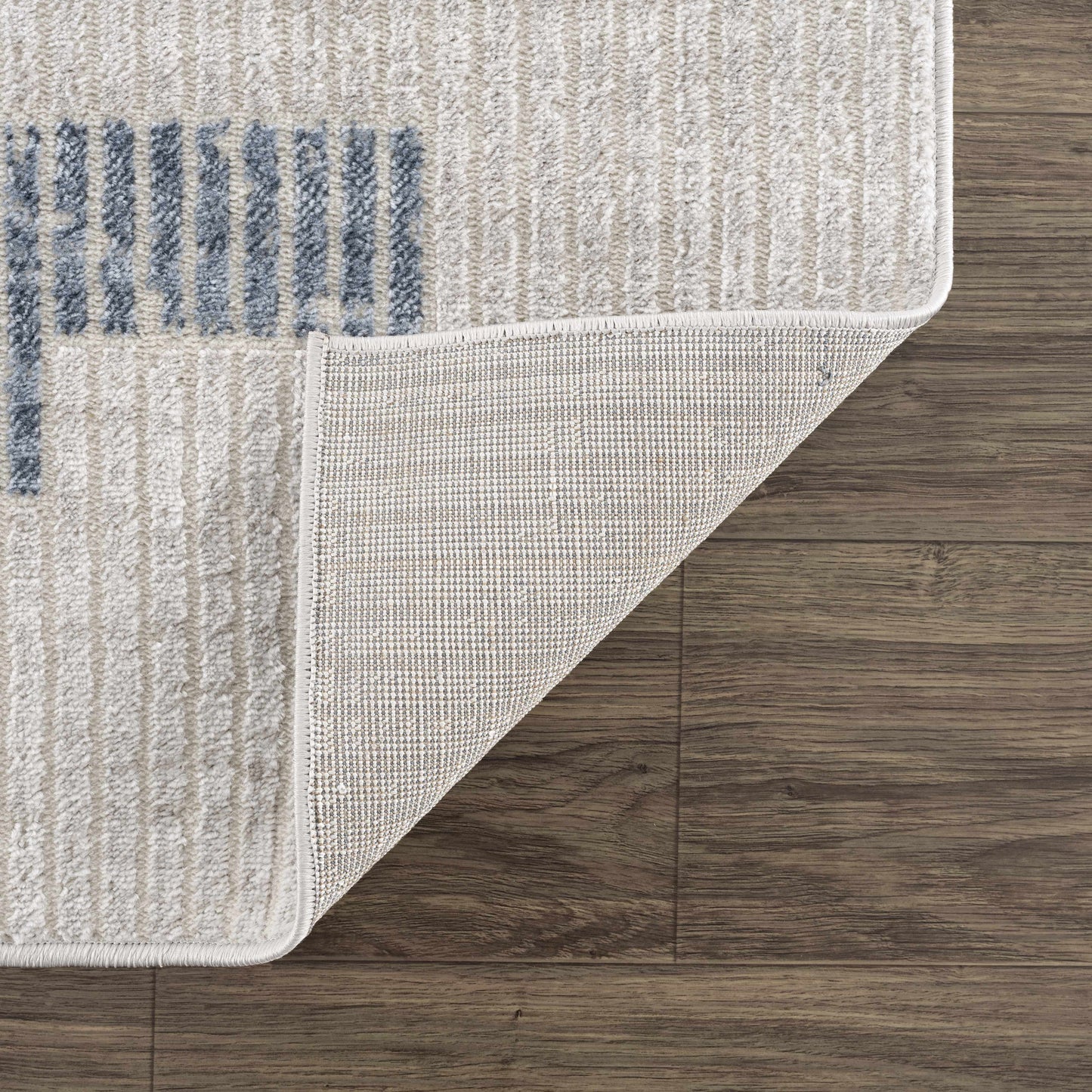 Brisa Patch Blue Striped Modern Rug - Limited Edition