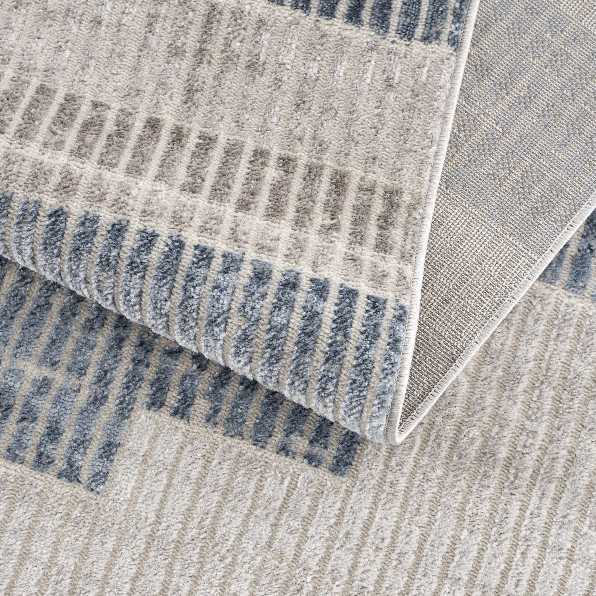 Brisa Patch Blue Striped Modern Rug - Limited Edition