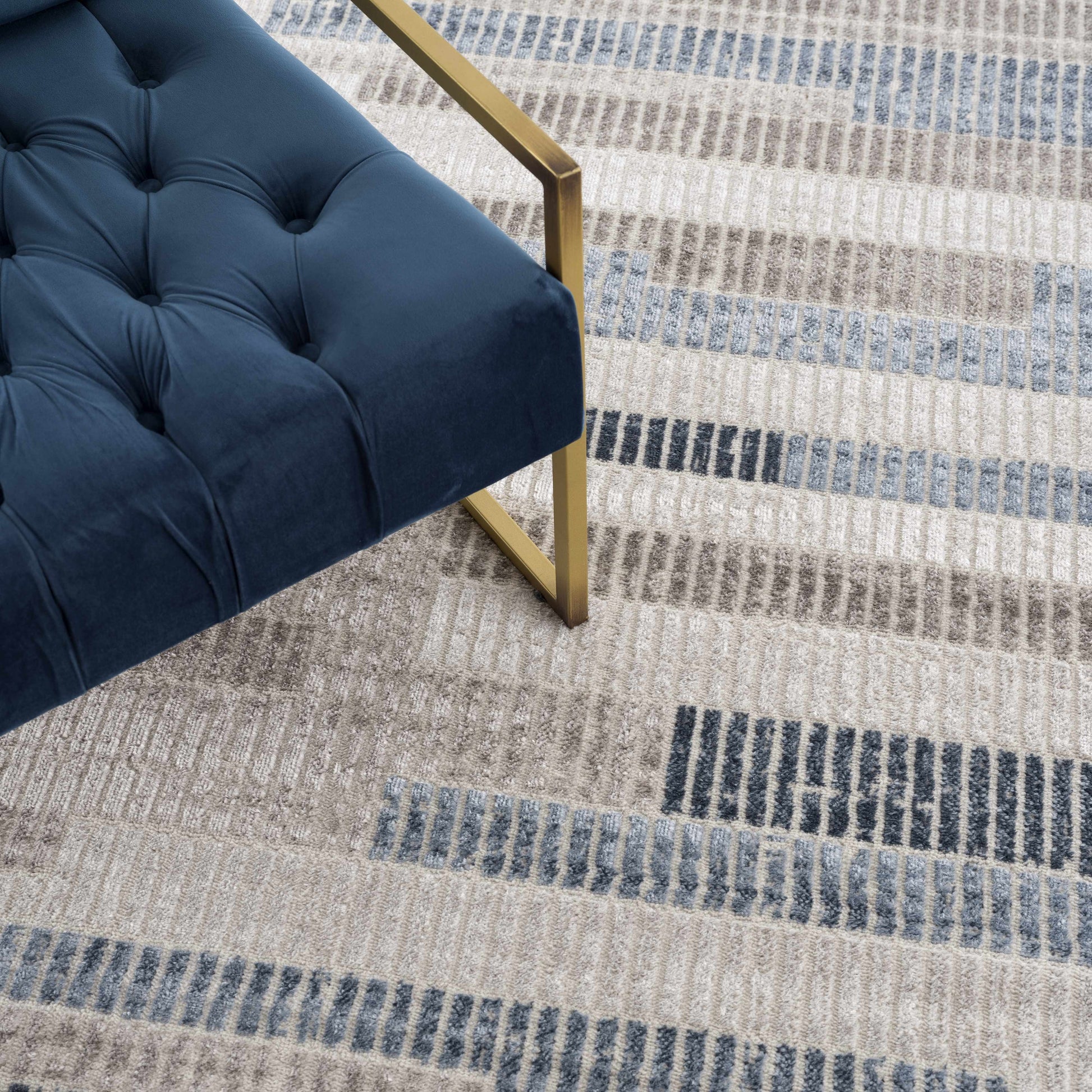 Brisa Patch Blue Striped Modern Rug - Limited Edition