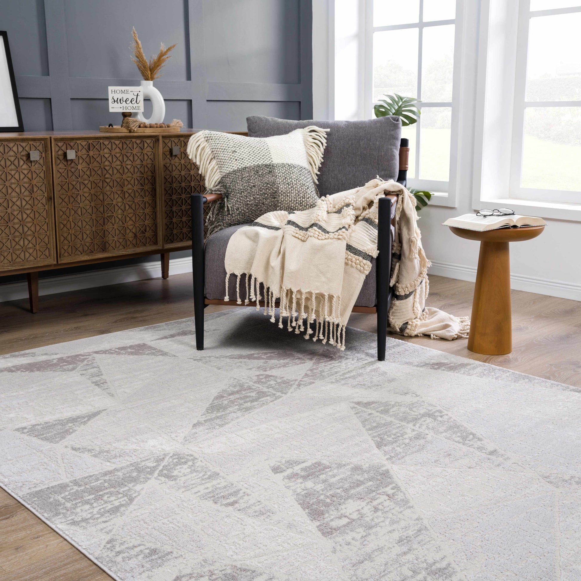 Basia Gray Geometric Modern Rug - Limited Edition