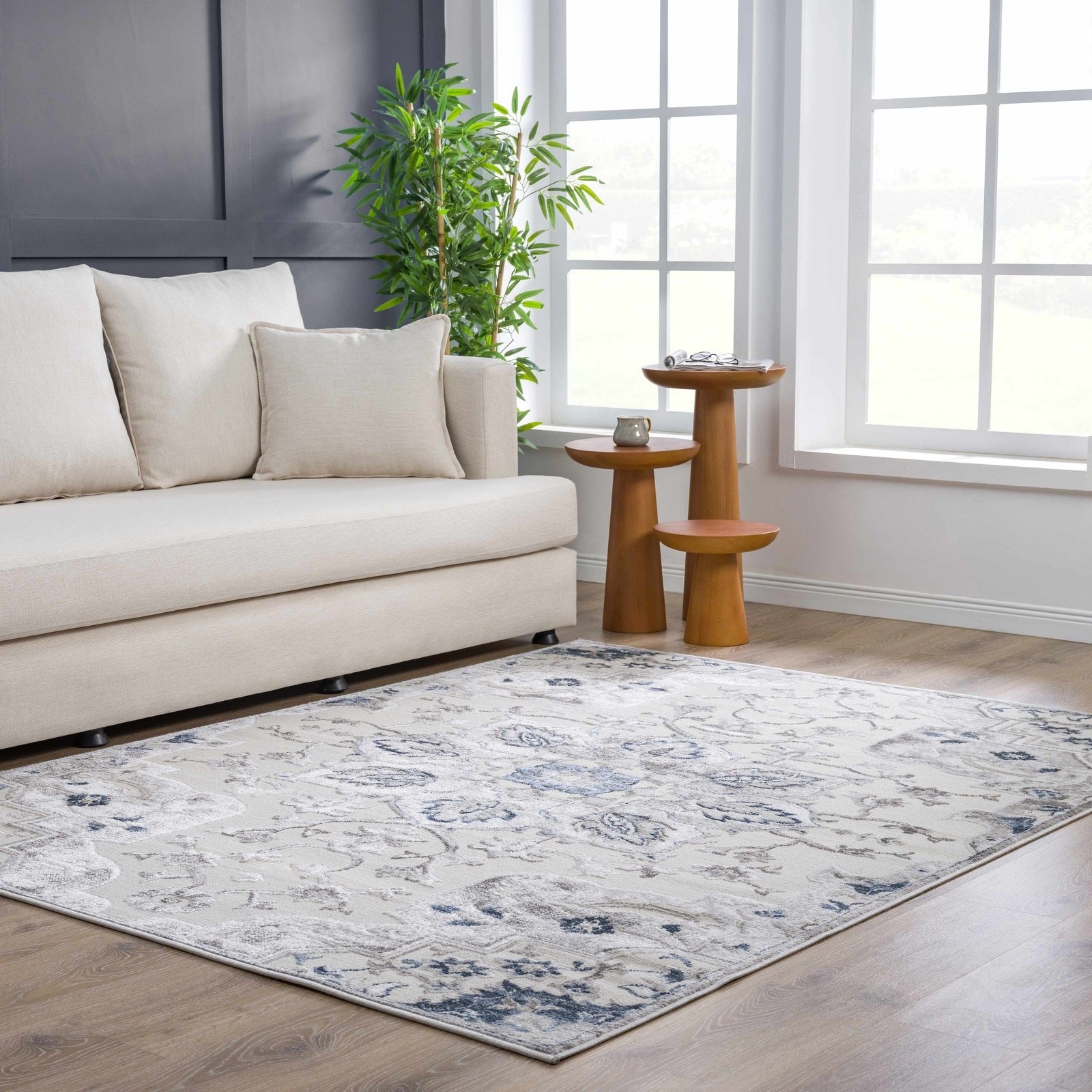 Calum Blue Floral Thick Area Rug - Limited Edition