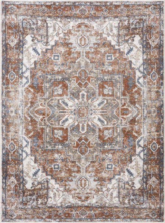 Rust Hera Washable Area Rug - Clearance