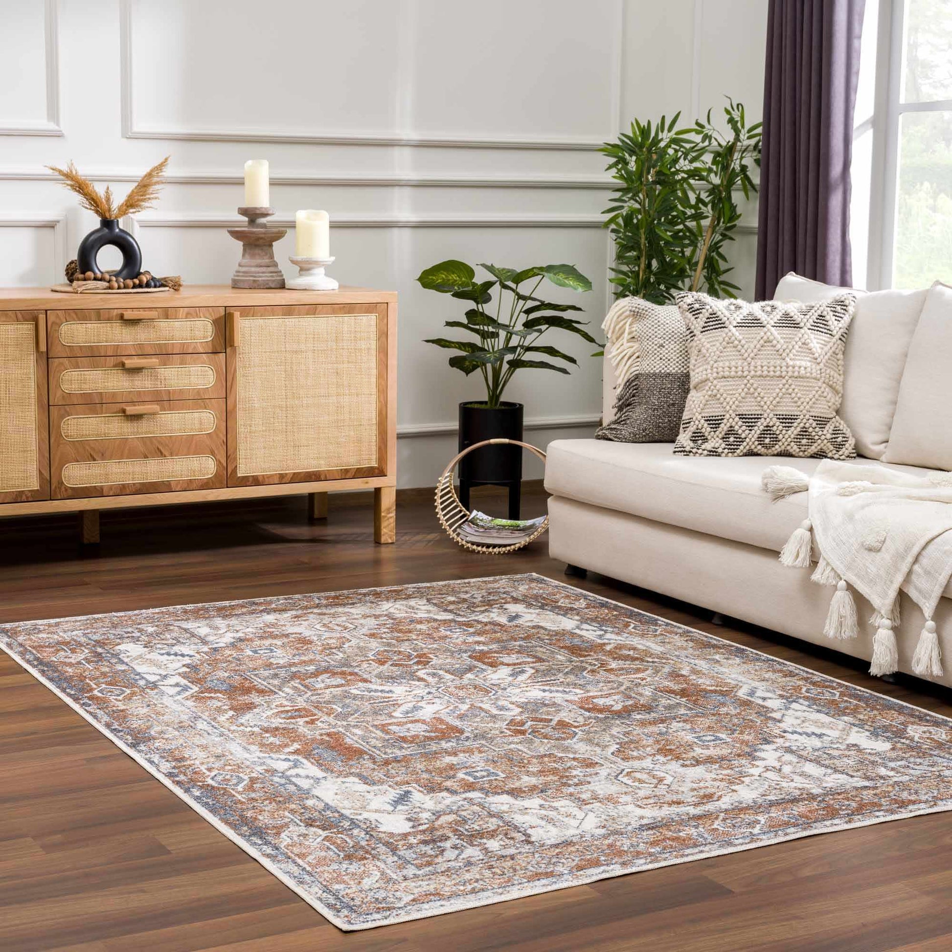 Rust Hera Washable Area Rug - Clearance