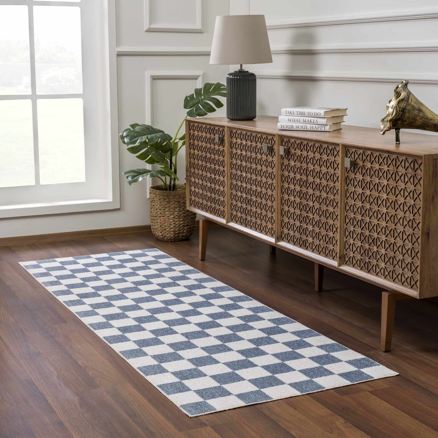 Brone Checkered Washable Area Rug