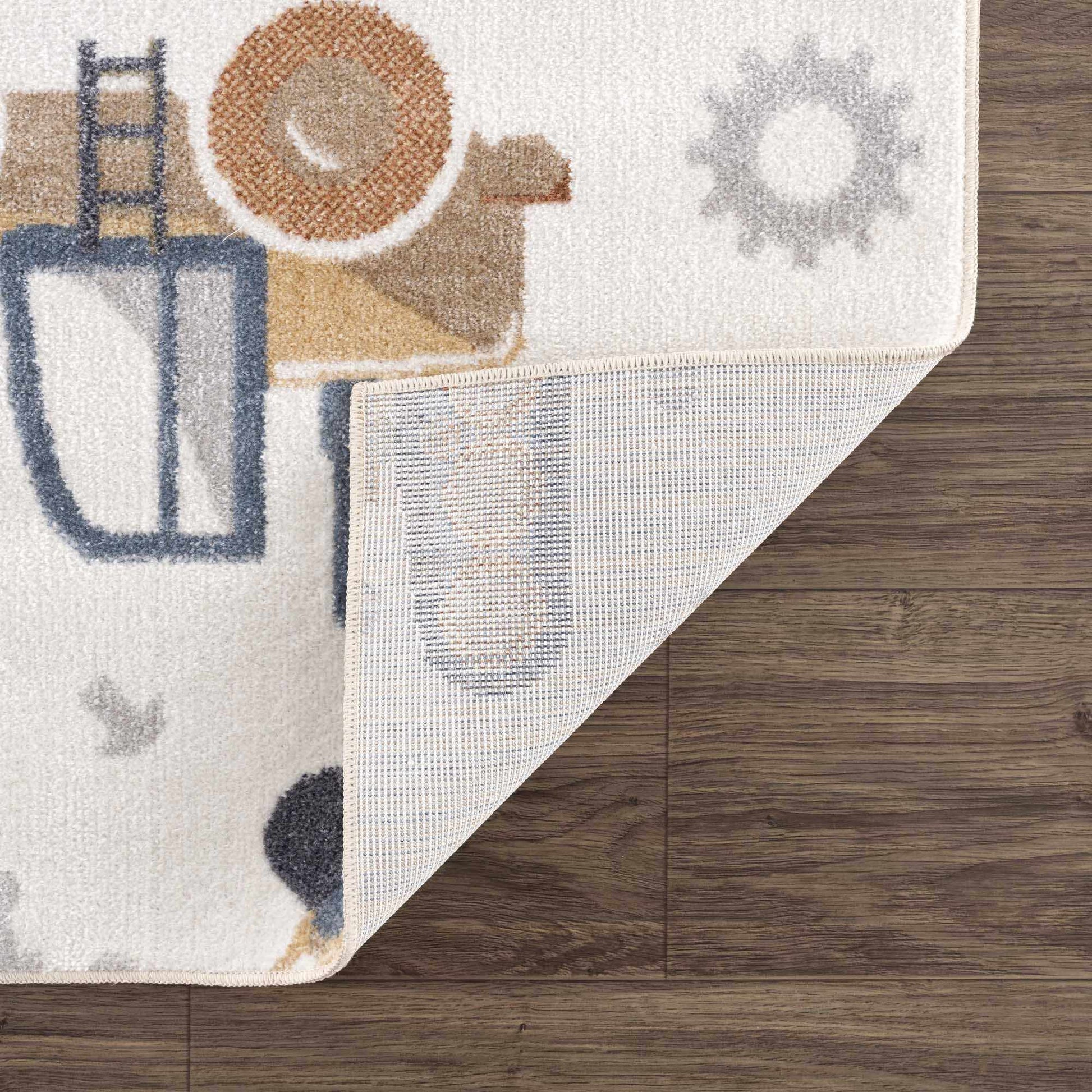 Construction Trucks Washable Kids Rug