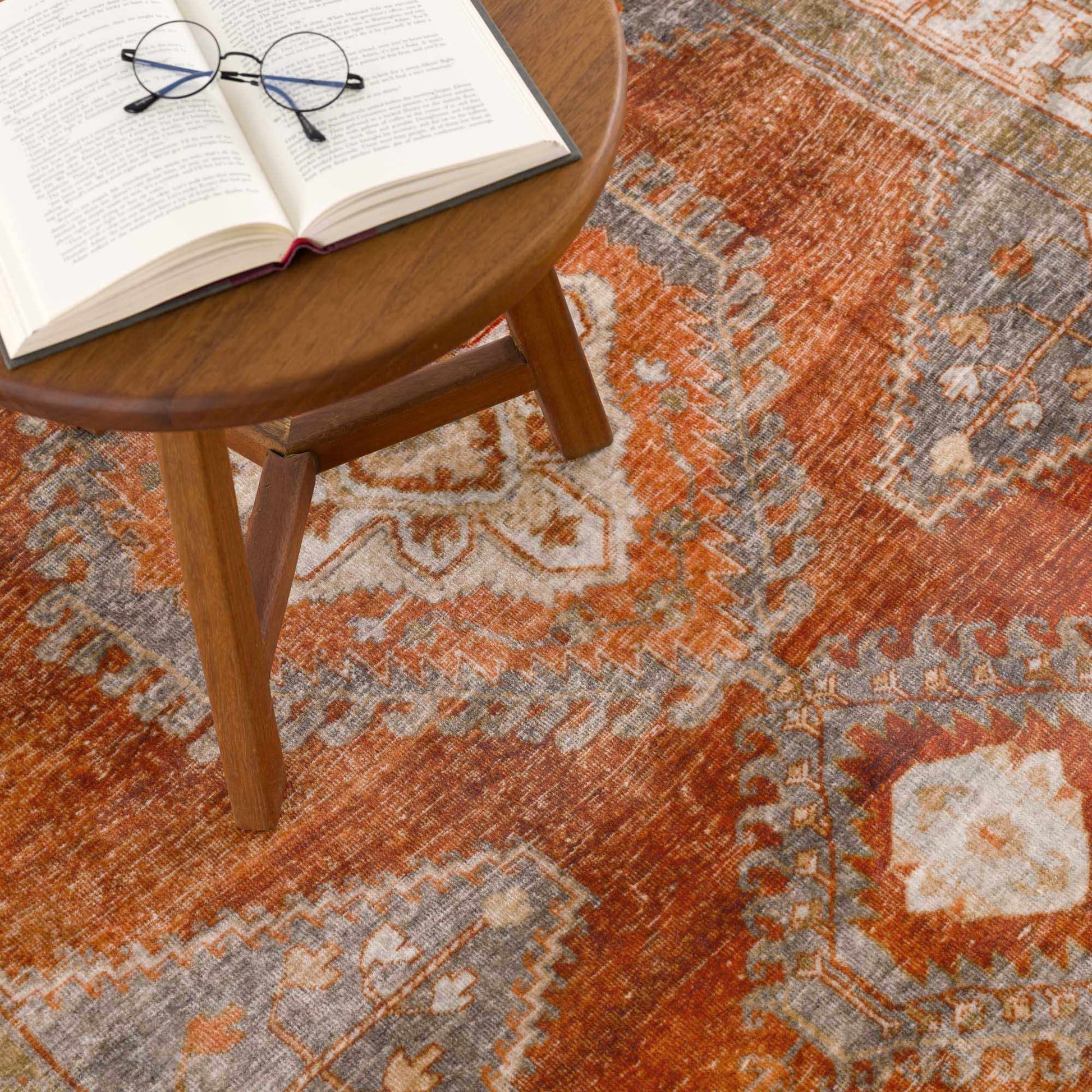 Kullar Orange Washable Area Rug