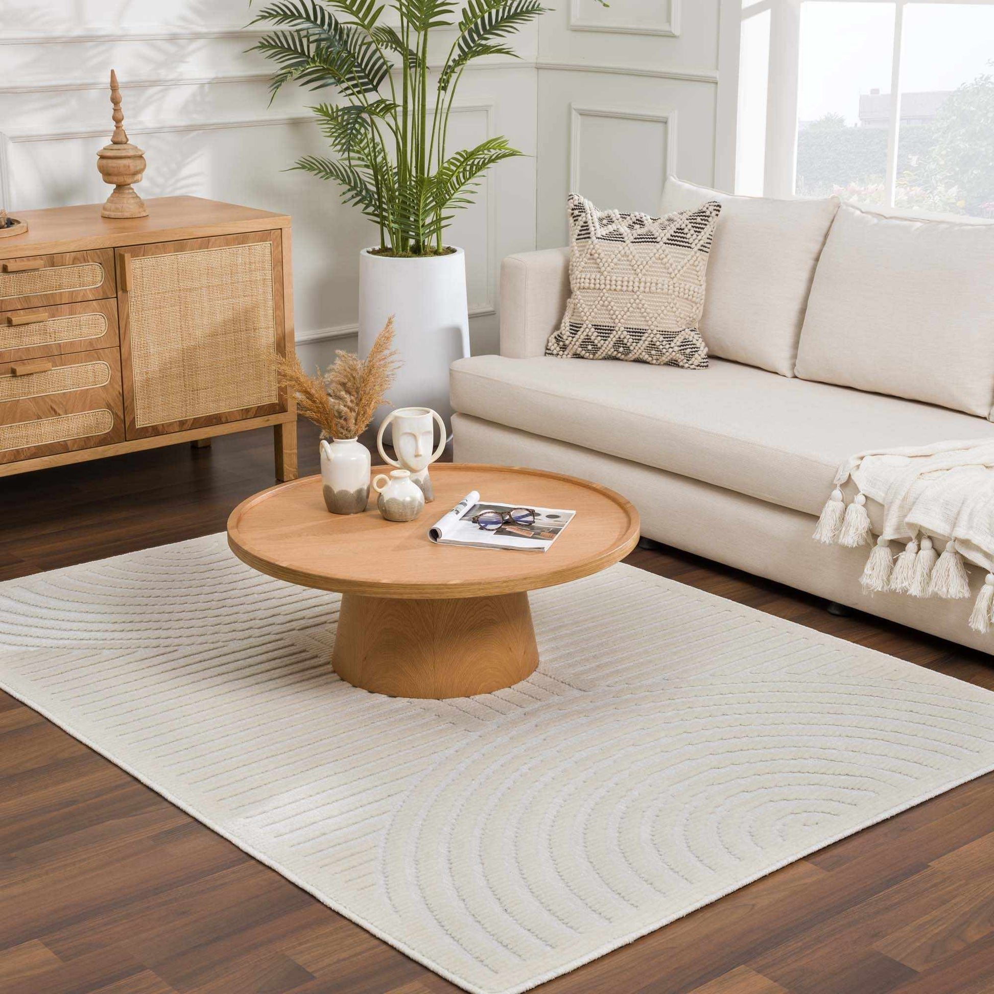 Deron White Washable Area Rug