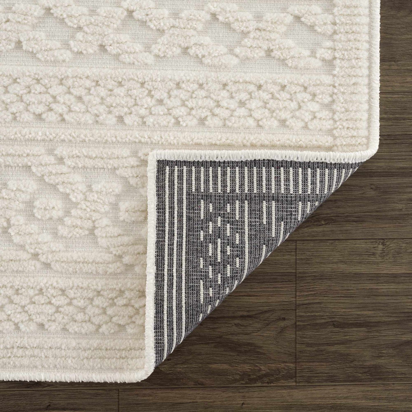 Fadey White Textured Washable Rug