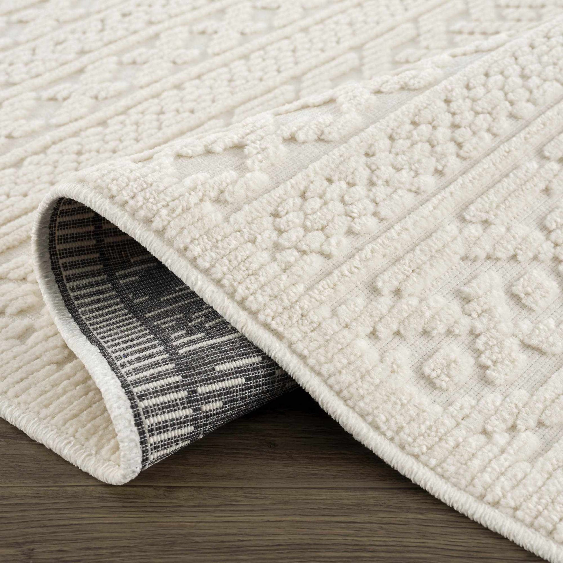 Fadey White Textured Washable Rug