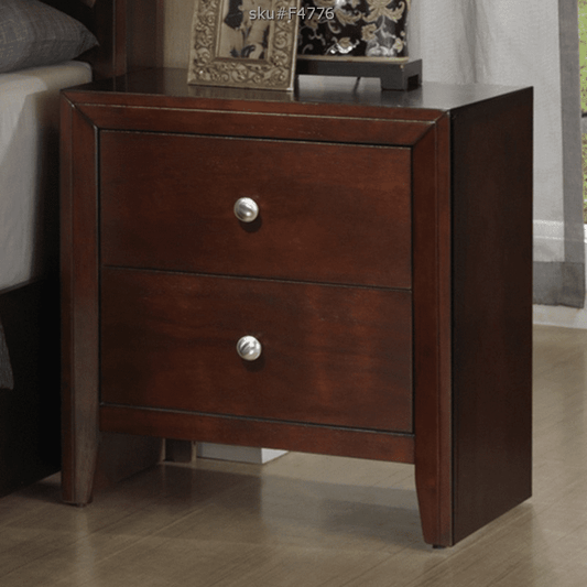 Poundex Contemporary Classic Design Brown Cherry 2 Drawer Nightstand - F4776