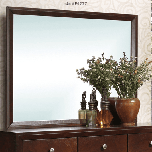 Poundex Contemporary Classic Design Brown Cherry Mirror - F4777