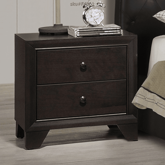 Poundex Contemporary Classic Design Brown 2 Drawer Nightstand - F4861