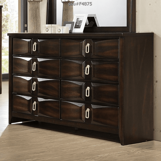 Poundex Contemporary Classic Design Brown 8 Drawer Dresser - F4875