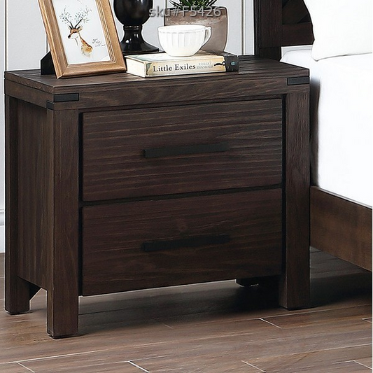 Poundex Transitional Style 2 Drawer Dark Brown Nightstand- F5426