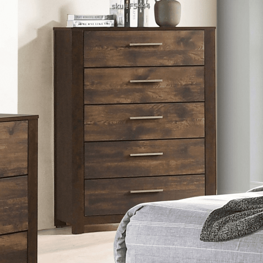 Poundex Modern Minimalist Style 5 Drawer Dark Brown Chest - F5444