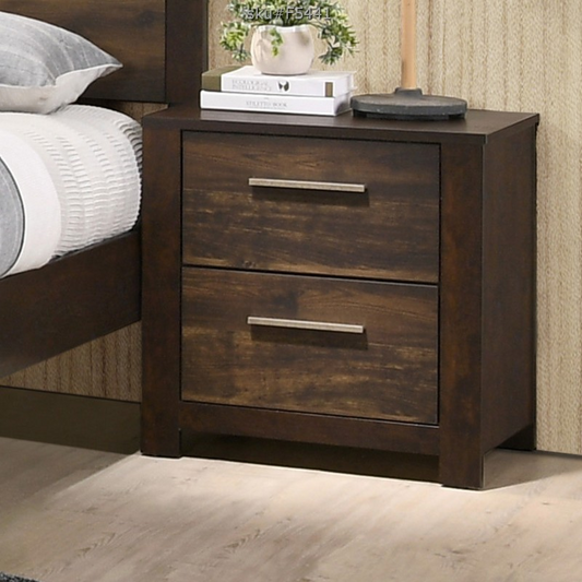 Poundex Modern Minimalist Style 2 Drawer Dark Brown Nightstand - F5441