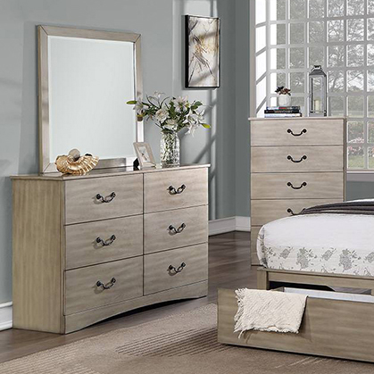 Poundex Modern Chic Design 6 Drawer Dresser in Beige - F5513