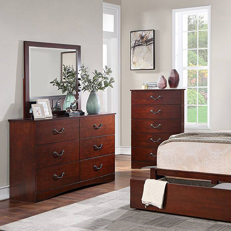 Poundex Simple Transitional Brown Finish 6 Drawer Dresser - F5518