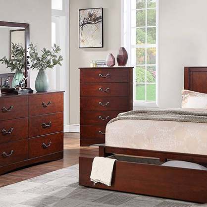 Poundex Simple Transitional Brown Finish 5 Drawer Chest - F5519