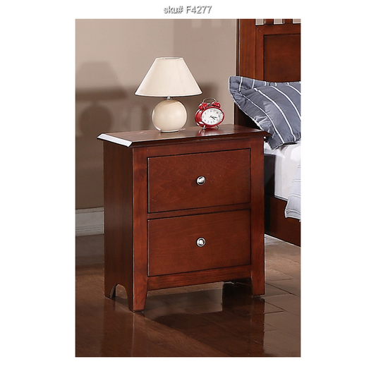 Poundex Classic & Luxury Style Nightstand- Cherry Brown