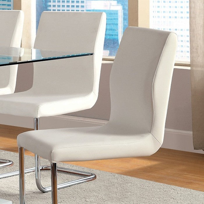 FOA Lodia Contemporary Faux Leather Set of 2 Counter Height Chair - White