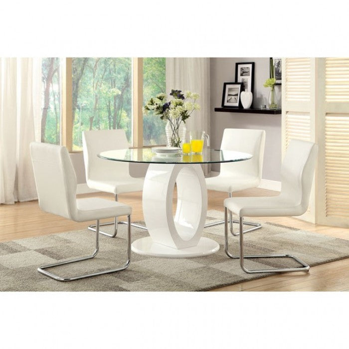 FOA Lodia Contemporary Faux Leather Set of 2 Counter Height Chair - White