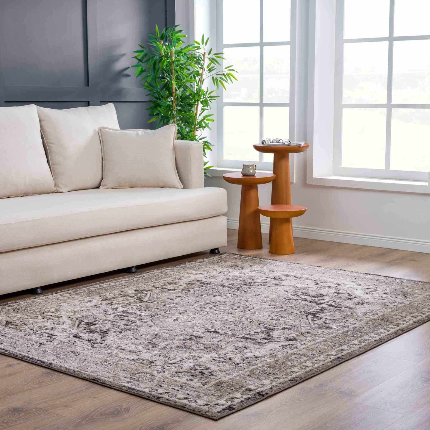 Albie Charcoal & Beige Area Rug - Clearance