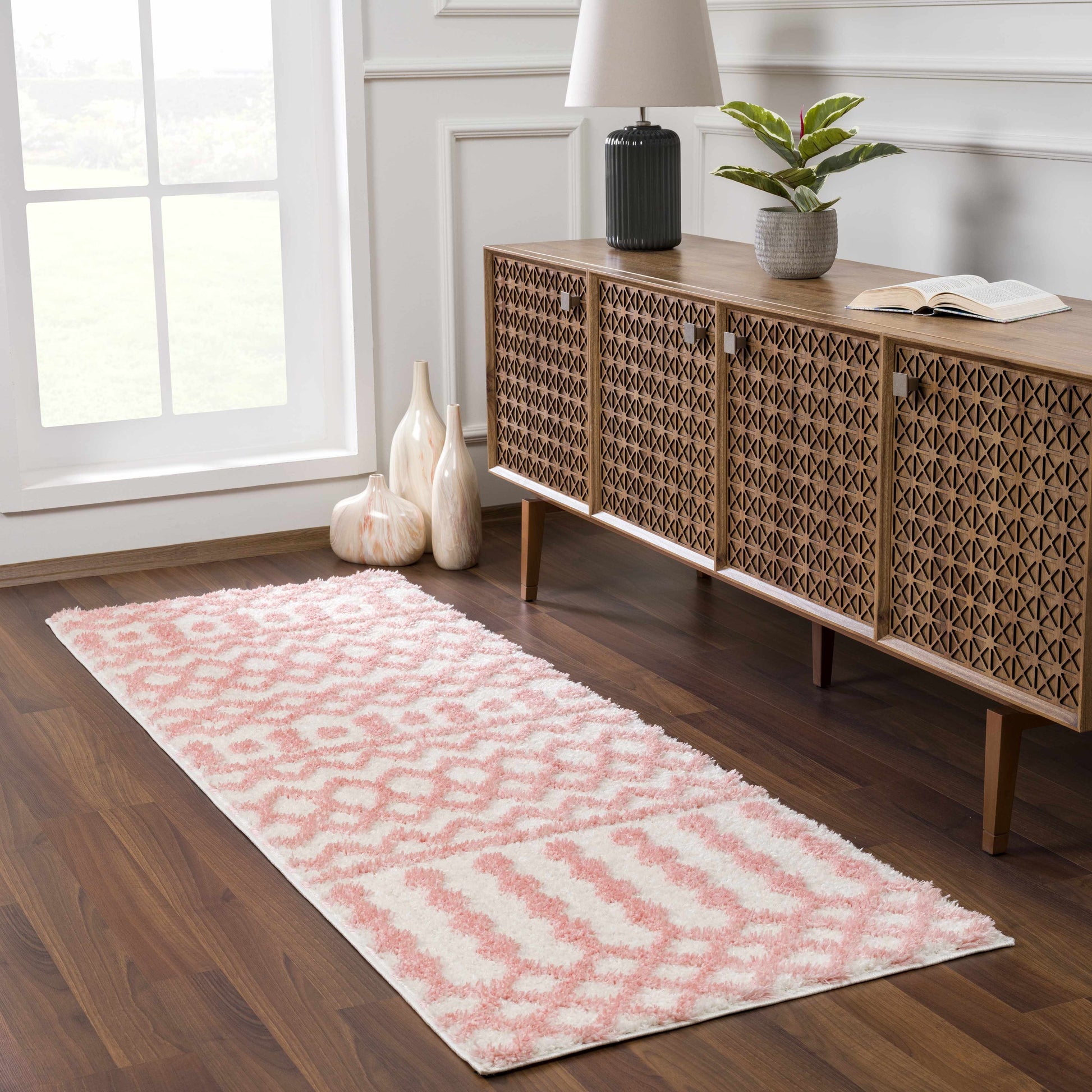 Darva Pink Plush Area Carpet