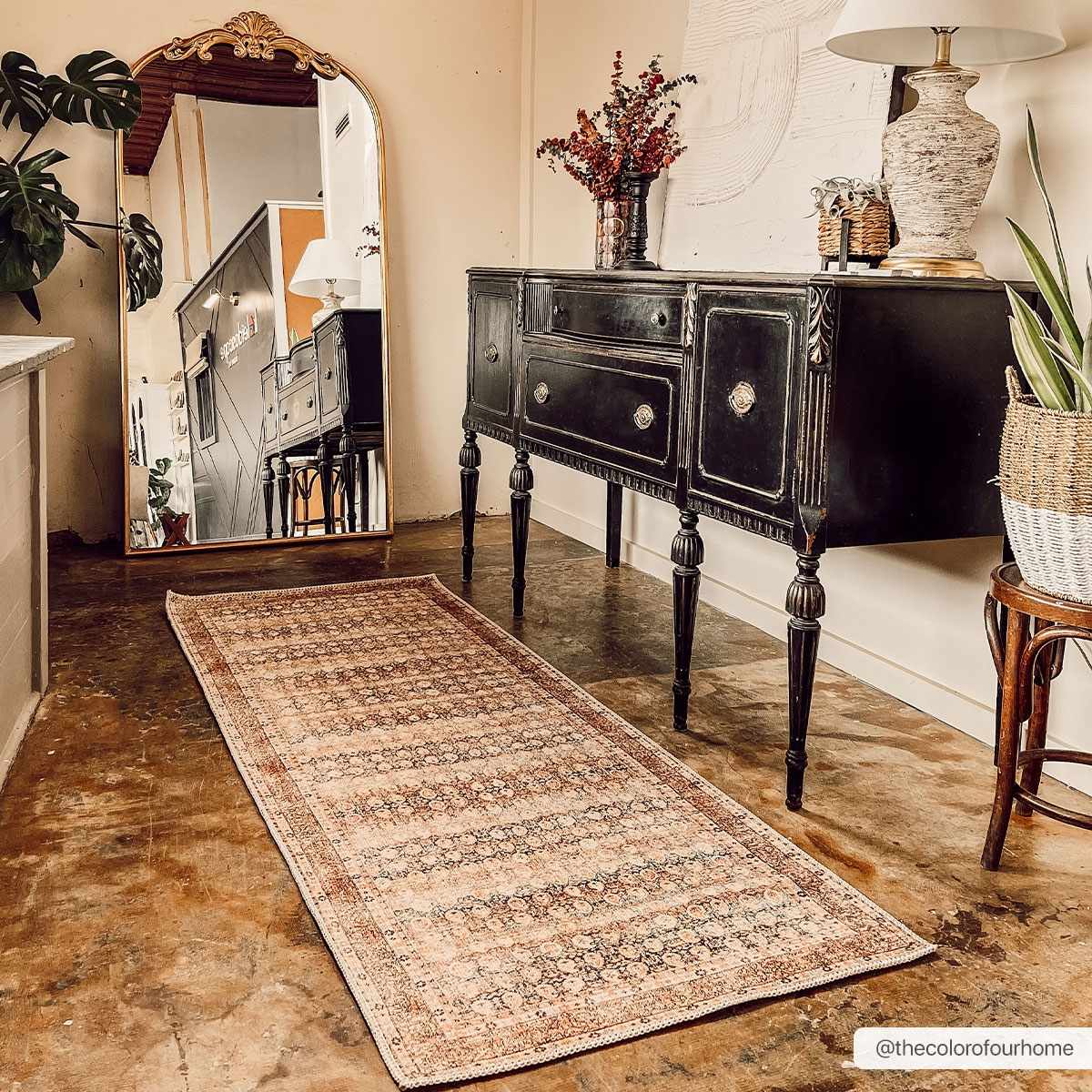 Rust Maligaya Distressed Washable Area Rug - Clearance