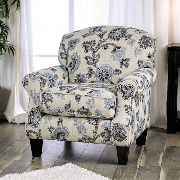 FOA Nash Transitional Rolled Arms Accent Chair - Floral