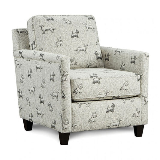 FOA Pocklington Transitional Chenille Fabric Arm Chair - Dog Multi