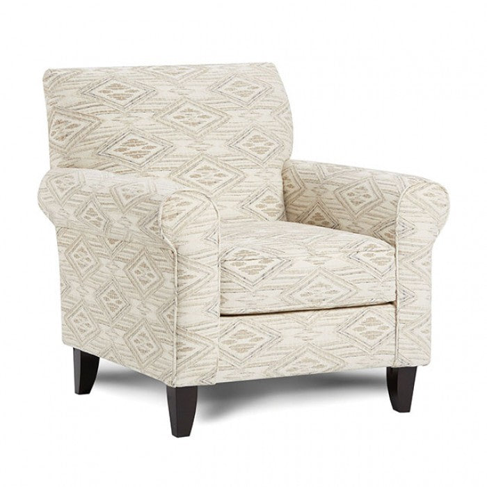 FOA Saltney Transitional Chenille Fabric Arm Chair - Diamond Multi