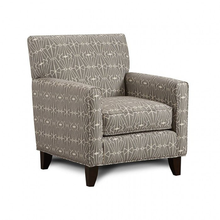 FOA Parker Transitional Crystal Pattern Accent Chair - Gray