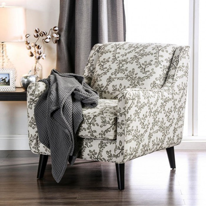 FOA Dorset Transitional Burlap Weaved Accent Chair - Floral