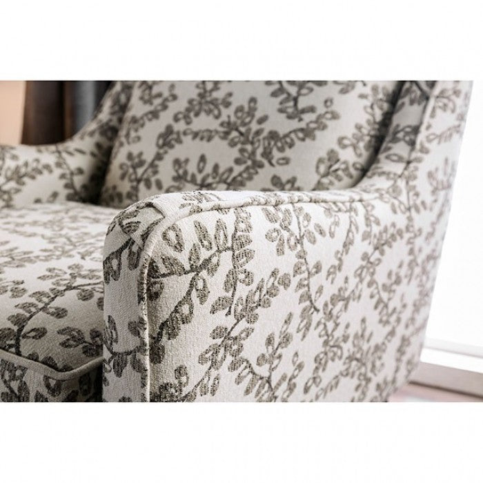 FOA Dorset Transitional Burlap Weaved Accent Chair - Floral