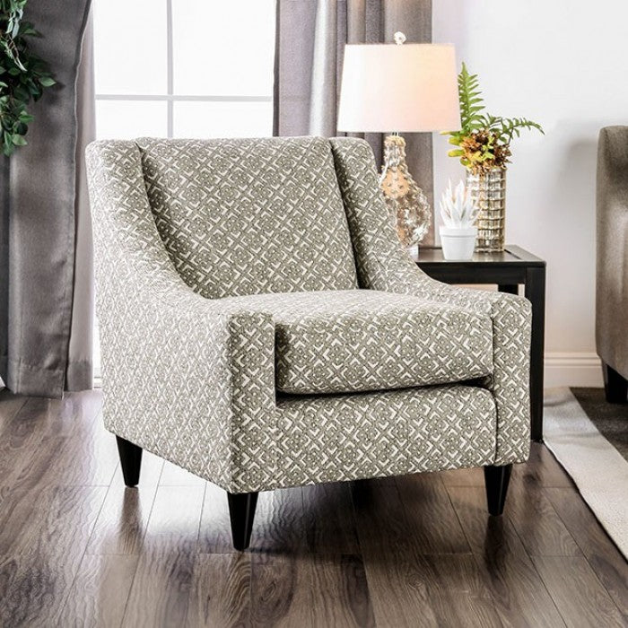 FOA Dorset Transitional Burlap Weaved Accent Chair - Square Pattern