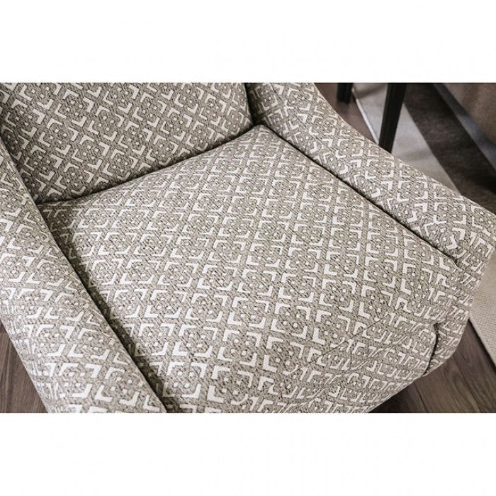 FOA Dorset Transitional Burlap Weaved Accent Chair - Square Pattern