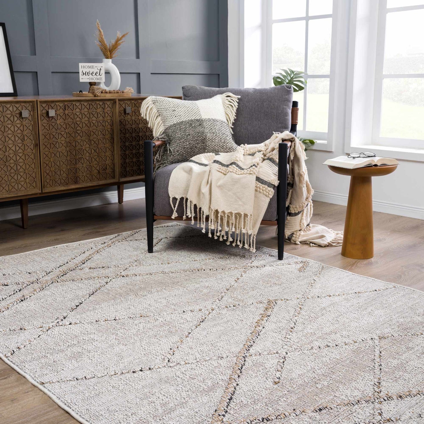 Baqer Bone & Tan Textured Performance Rug - Limited Edition