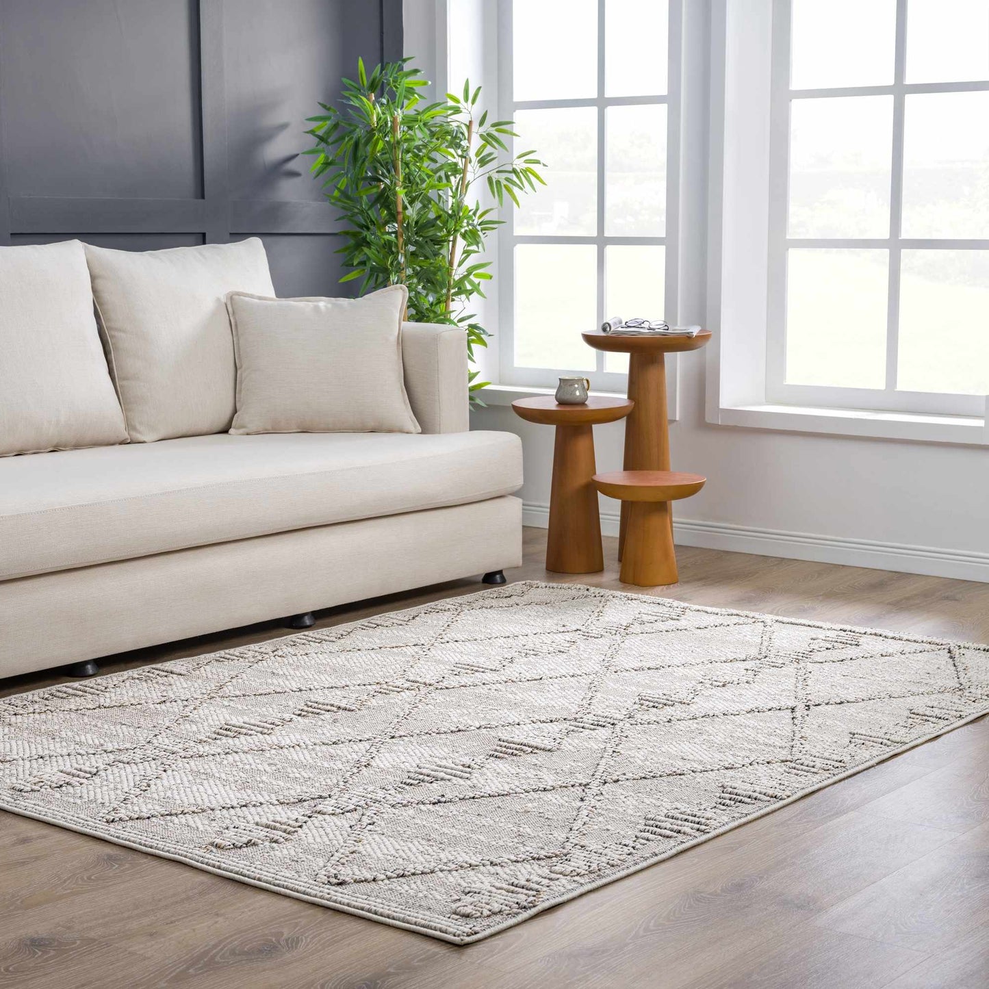 Nyla Bone Textured Performance Rug - Clearance