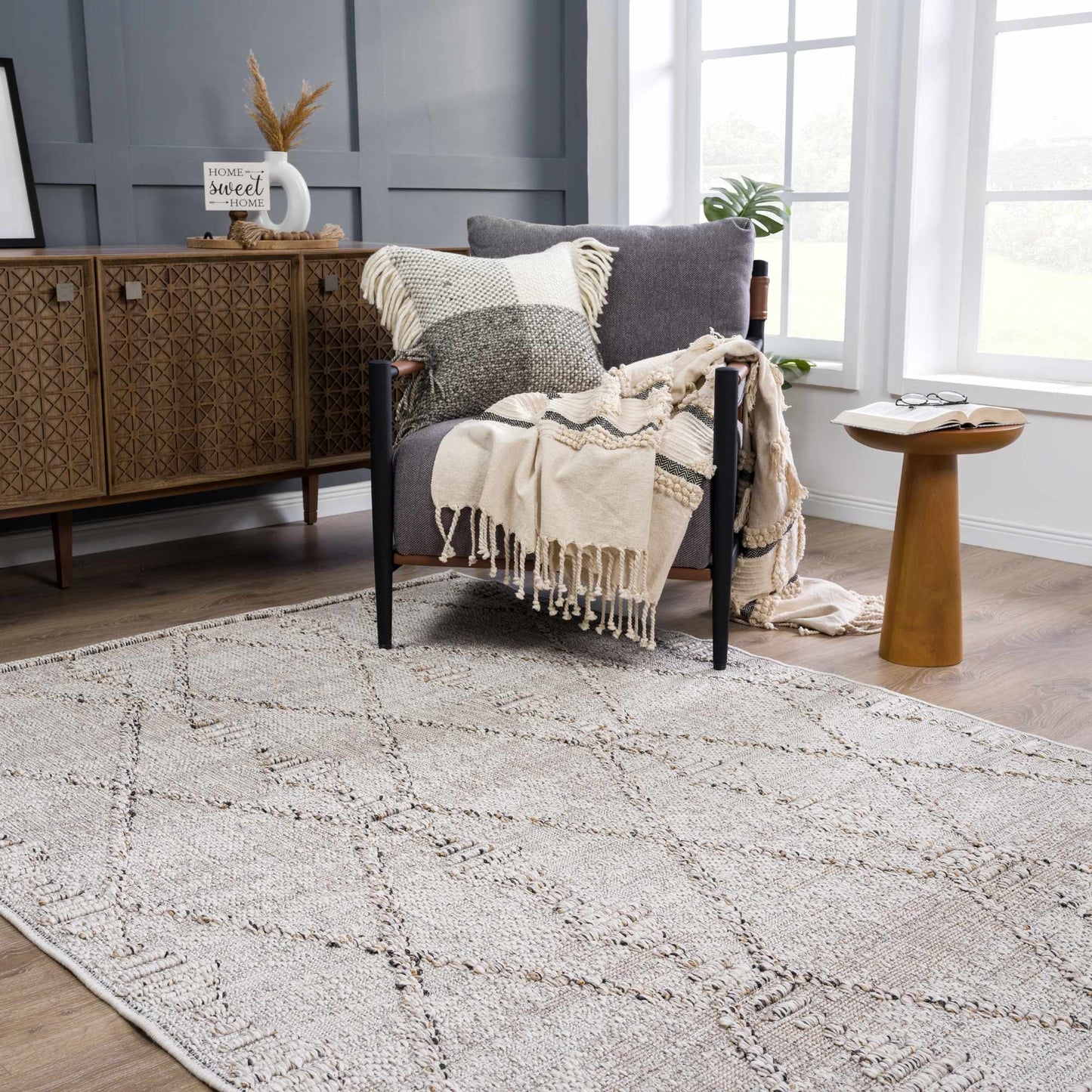 Nyla Bone Textured Performance Rug - Clearance